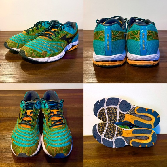 Mizuno Wave Sayonara - Men Size 10 Orange Teal Green Tropic Running DEAL READ - Picture 3 of 5